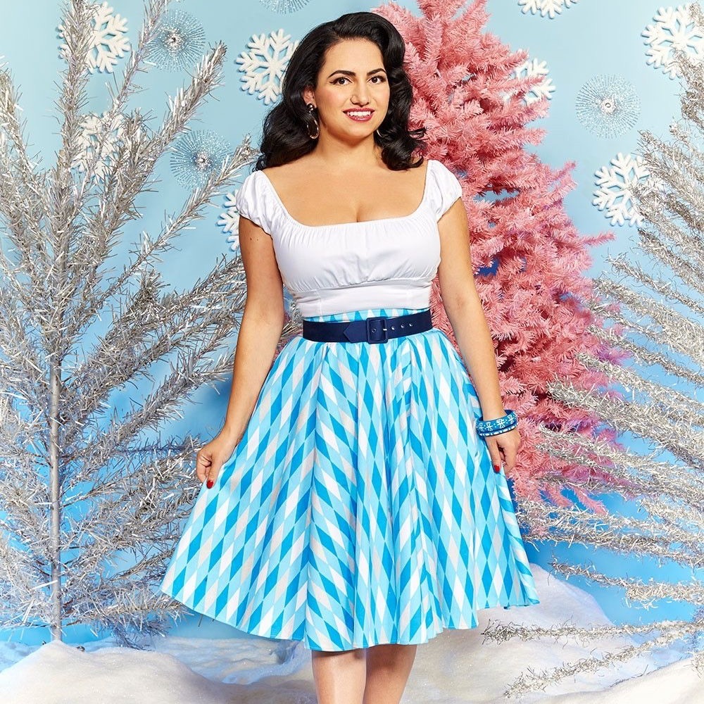 BNWT Pinup Couture Ice Blue Harlequin Circle Skirt